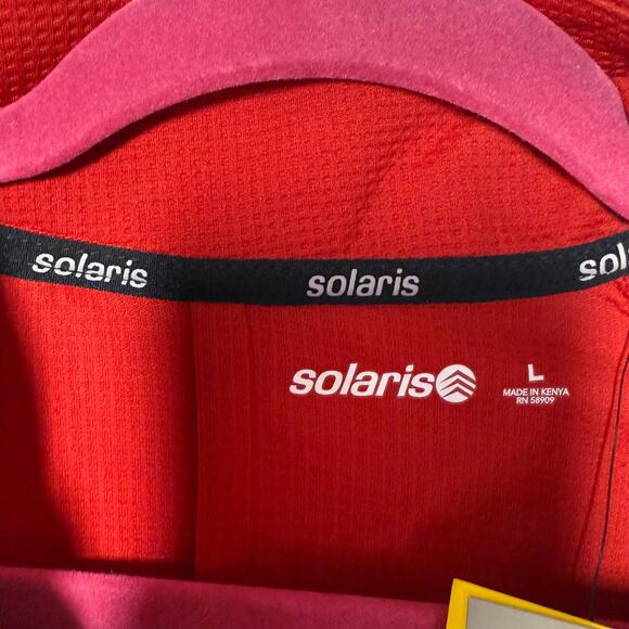 Solaris Red 1/4 Zip Waffle Performance Pullover Top Men’s L NWT Moisture Wicking - Picture 3 of 11